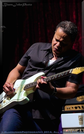 Eddie Martinez with a Stratocaster guitar.
