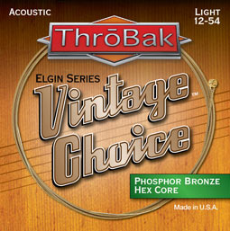 ThroBak Vintage Choice acoustic hex core guitar strings. 
